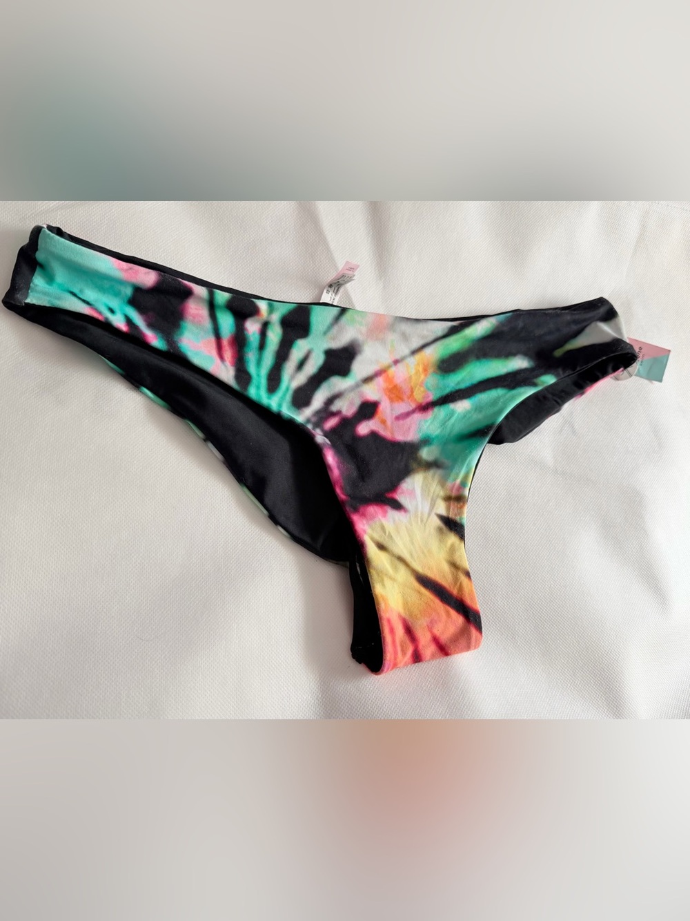 Ardene Black Tie-Dye Bikini Bottoms with Turquoise, Pink & Yellow
